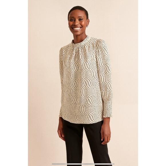 CAROLINA BELLE TOP BLOUSE NWT S POLKA DOT PREPPY WORK OFFICE CAREER CASUAL - Picture 1 of 13